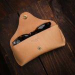 Classic Leather Sunglasses Case Natural with sunglasses