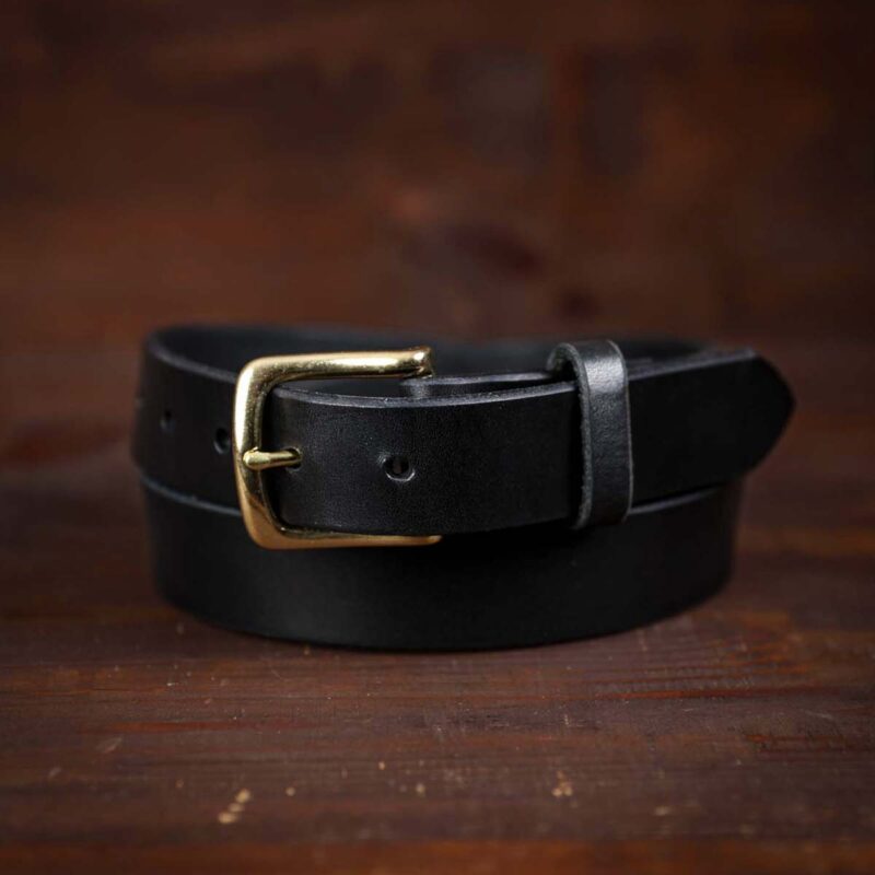 Classic slim leather belt black