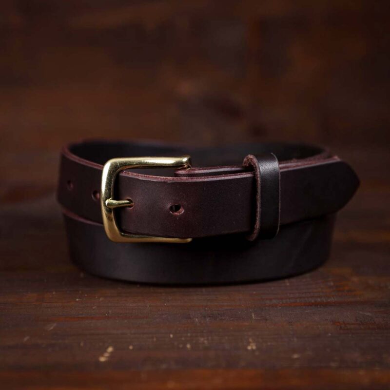 Classic slim leather belt dark brown