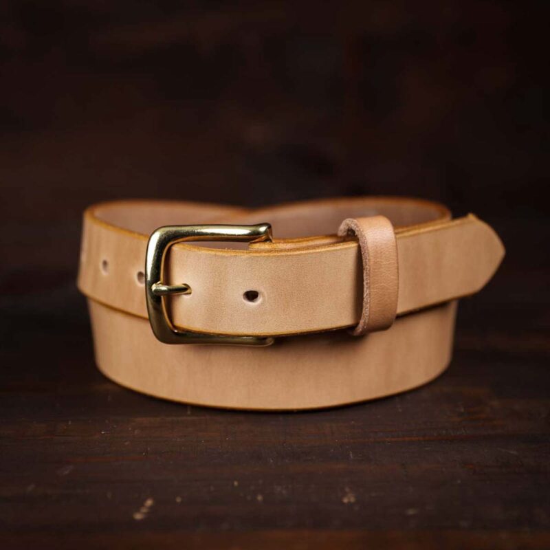 Classic slim leather belt natural