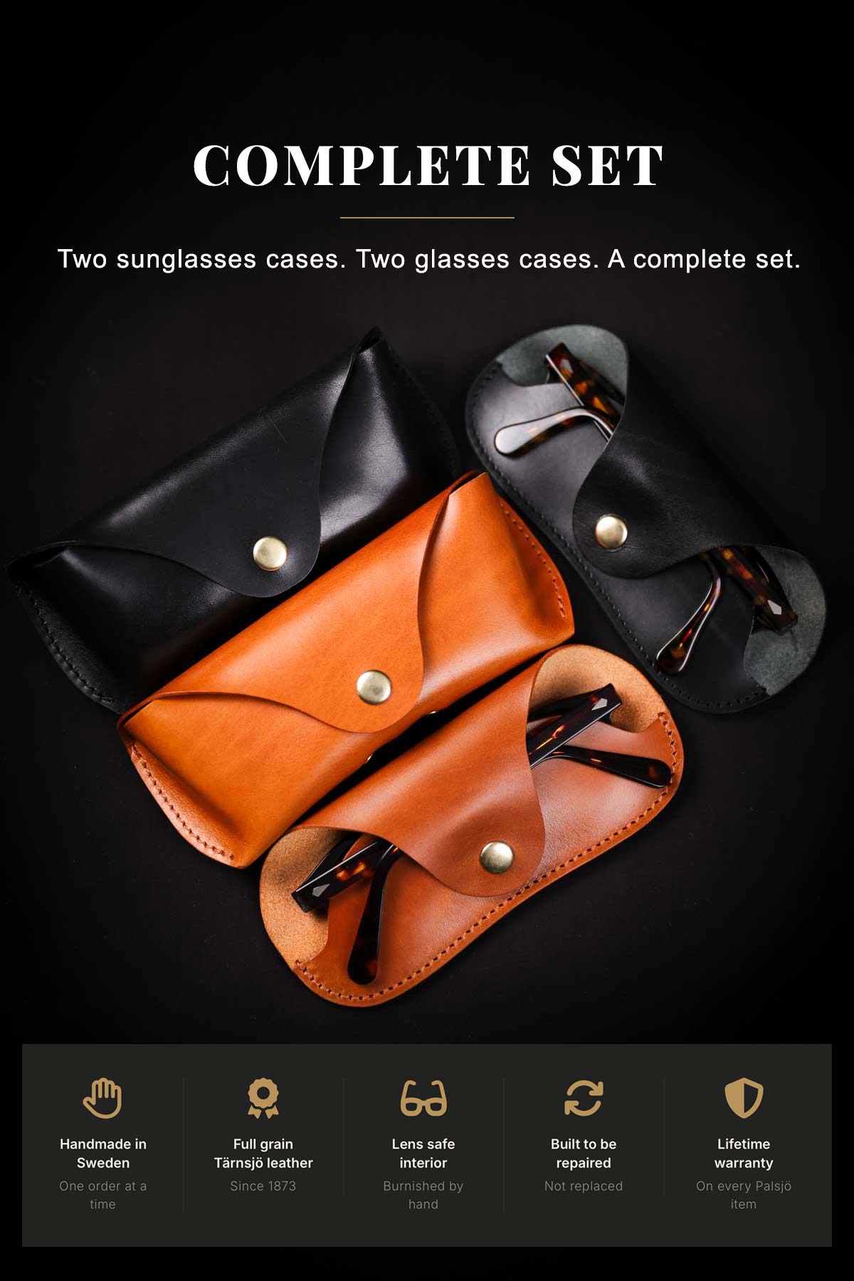 Complete set sunglasses and glasses case bundle