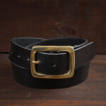 Ebbe Black Leather Belt with Brass Buckle