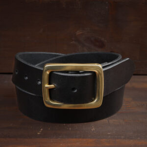 Ebbe Black Leather Belt with Brass Buckle