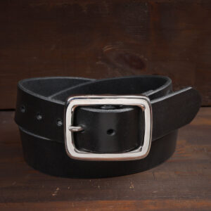 Ebbe Black Leather Belt with Stainless Steel Buckle