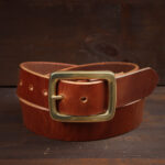 Ebbe Brown Leather Belt with Brass Buckle