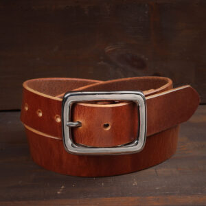 Ebbe Brown Leather Belt with Stainless Steel Buckle