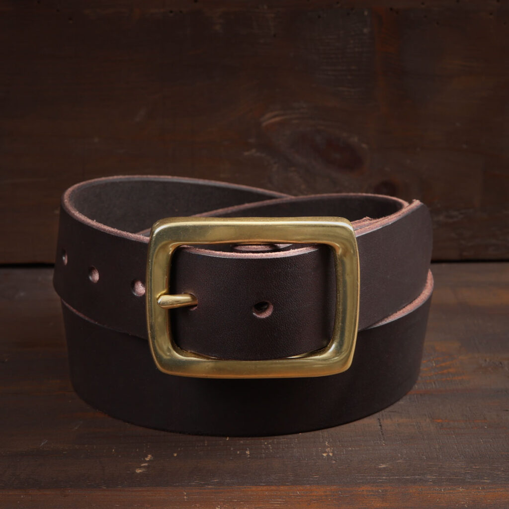 Ebbe Dark Brown Leather Belt with Brass Buckle