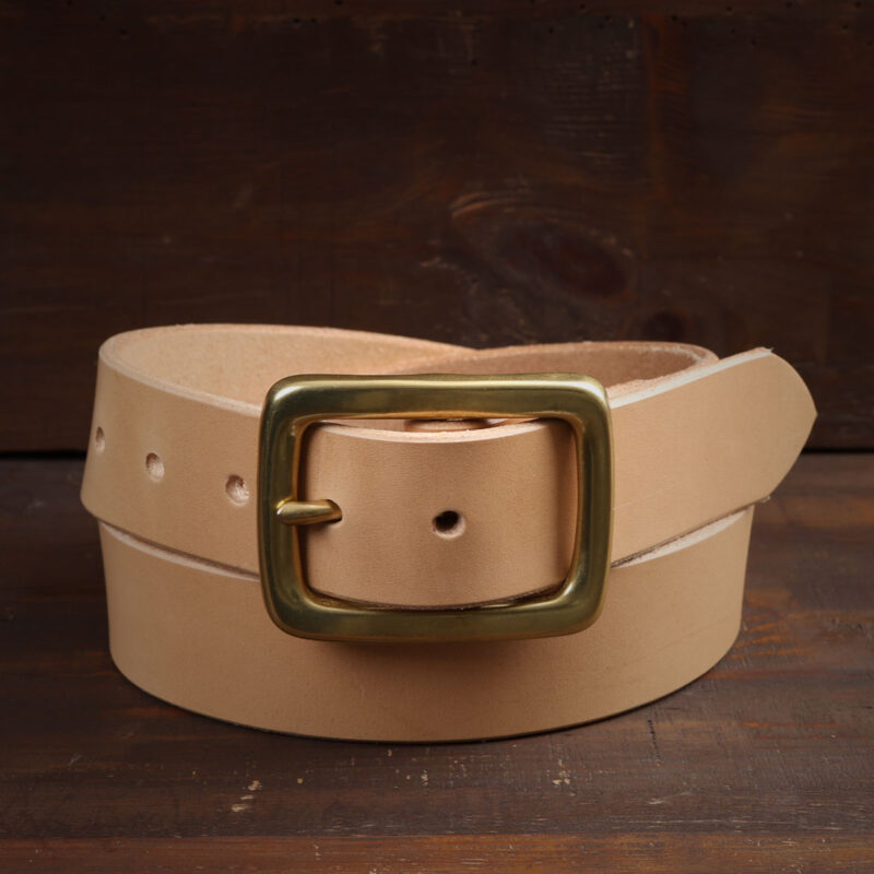 Ebbe Natural Leather Belt with Brass Buckle