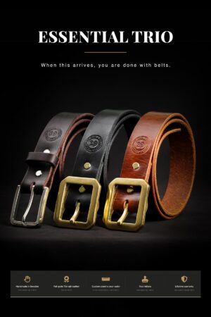 The Essential Trio — Handmade Men's Leather Belt Bundle