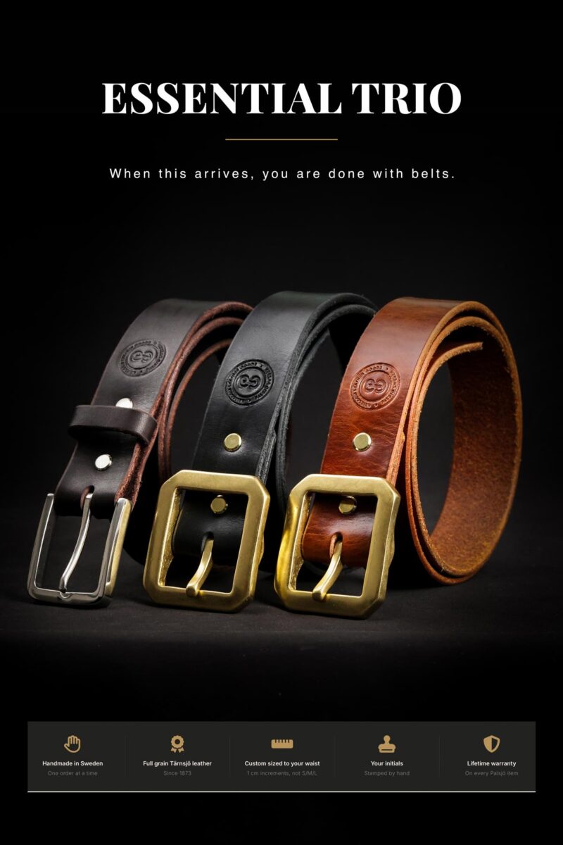 The Essential Trio — Handmade Men's Leather Belt Bundle