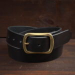 Harry Black Leather Belt with Brass Buckle
