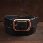 Harry Black Leather Belt with Copper Buckle