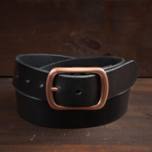 Harry Black Leather Belt with Copper Buckle