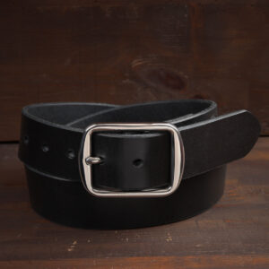 Harry Black Leather Belt with Stainless Steel Buckle