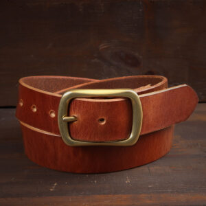 Harry Brown Leather Belt with Brass Buckle