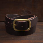 Harry Dark Brown Leather Belt with Brass Buckle
