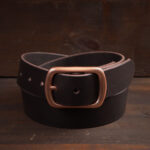 Harry Dark Brown Leather Belt with Copper Buckle