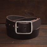 Harry Dark Brown Leather Belt with Stainless Steel Buckle
