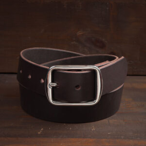 Harry Dark Brown Leather Belt with Stainless Steel Buckle