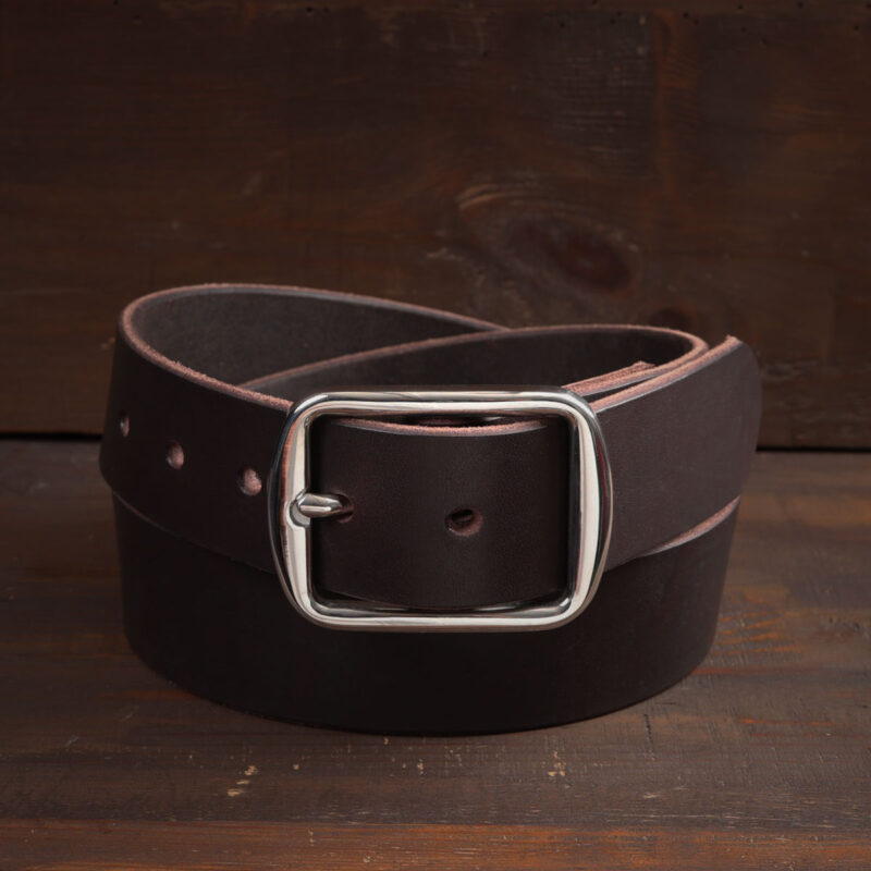 Harry Dark Brown Leather Belt with Stainless Steel Buckle