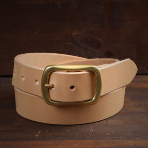 Harry Natural Leather Belt with Brass Buckle