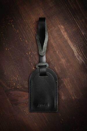 Leather Luggage Tag Black