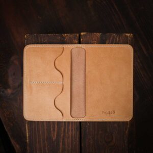 Leather Passport Wallet Natural open