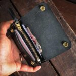 Leather trucker wallet black top