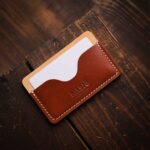 Minimalist Leather Wallet Brown Natural with cards