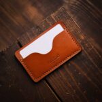 Minimalist Leather Wallet Brown with cards