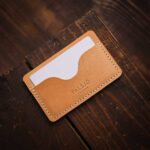 Minimalist Leather Wallet Natural with cards