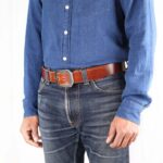 Nils Brown Leather Belt with Stainless Steel Buckle Left