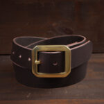 Nils Dark Brown Leather Belt with Brass Buckle