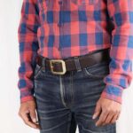 Nils Dark Brown Leather Belt with Brass Buckle Left