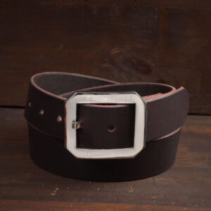 Nils Dark Brown Leather Belt with Stainless Steel Buckle