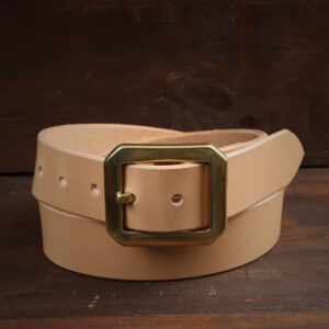 Nils Natural Leather Belt with Brass Buckle