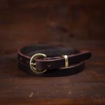 Nora Dark Brown Skinny Leather Belt With Brass Buckle