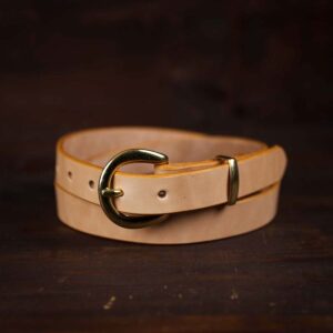 Nora Natural Thin Leather Belt With Brass Buckle