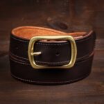 Roughout Suede Tan Inside Dark Brown Leather