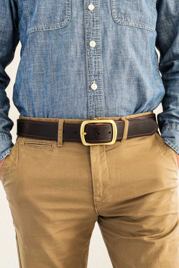 Roughout Suede Tan Inside Dark Brown on chinos