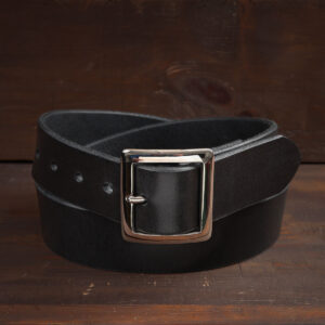 Sam Black Leather Belt with Stainless Steel Buckle