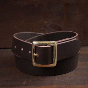 Sam Dark Brown Leather Belt with Brass Buckle