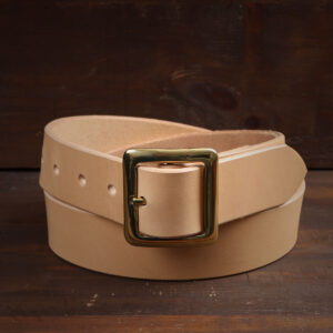 Sam Natural Leather Belt with Brass Buckle