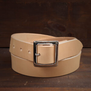 Sam Natural Leather Belt with Stainless Steel Buckle