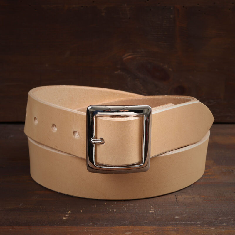 Sam Natural Leather Belt with Stainless Steel Buckle