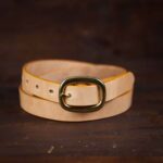 Sara natural thin leather belt with brass buckle