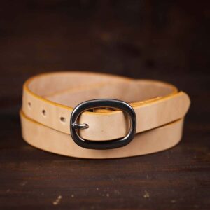 Sara natural thin leather belt with silver buckle