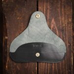 Slim Leather Glasses Case Black open