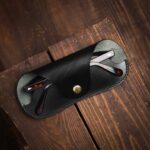 Slim Leather Glasses Case Black with glasses