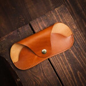 Slim Leather Glasses Case Brown